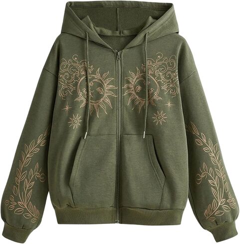 Soly Hux Women's up Hoodies Sweatshirt Swayshring Sun Print Drop Counder Counder Long Sleeve in Saudi Arabia