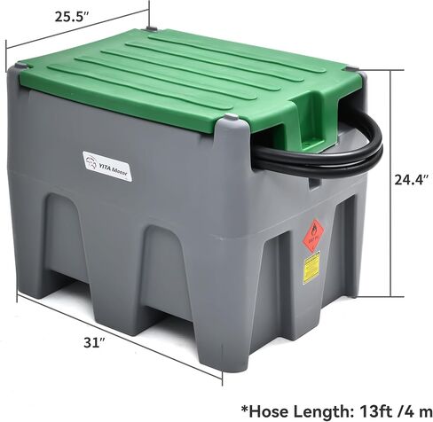 YITAMOTOR Portable Diesel Tank 55 Gallon, Diesel Fuel Tank with 12V Electric Transfer Pump with Auto Fueling Nozzle & 360°Swivel Connector 13.1ft Rubber Hose in Saudi Arabia