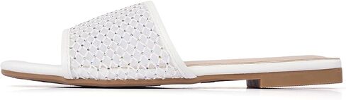 Women's Mesh Slide Sandals, Open Toe Slip-On Flat Summer Shoes, Breathable Square Toe Slippers in Saudi Arabia