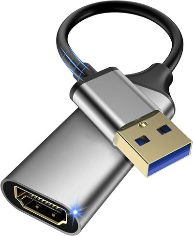 محول USB إلى HDMI ، USB إلى HDMI Monitor Connector USB 3.0 ذكر إلى أنثى محول كبل الإخراج متعدد الأطراف 1080 بكسل للتلفزيون المكتبي للكمبيوتر المحمول ، Windows11/10/8.1/8.7/MacOS Black in Kuwait