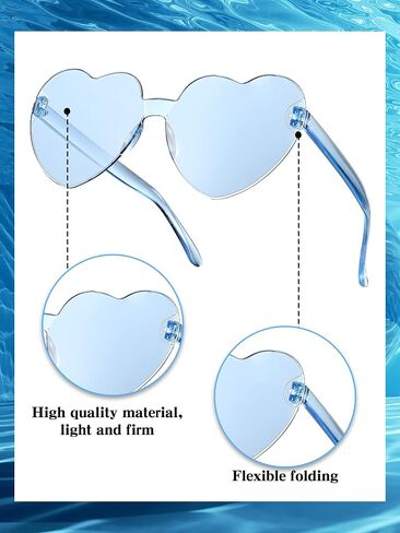 Geyoga 24 Pairs Heart Sunglasses Bulk Heart Shaped Sun Glasses Rimless Eyeglass for Women Men Spring Summer Party in Saudi Arabia