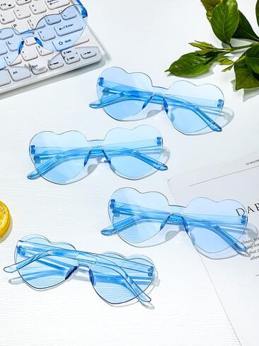 Geyoga 24 Pairs Heart Sunglasses Bulk Heart Shaped Sun Glasses Rimless Eyeglass for Women Men Spring Summer Party in Saudi Arabia