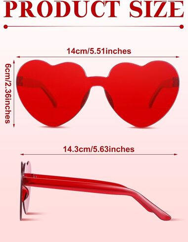 Geyoga 24 Pairs Heart Sunglasses Bulk Heart Shaped Sun Glasses Rimless Eyeglass for Women Men Spring Summer Party in Saudi Arabia