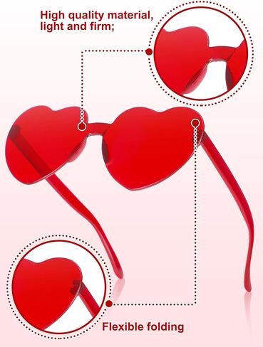 Geyoga 24 Pairs Heart Sunglasses Bulk Heart Shaped Sun Glasses Rimless Eyeglass for Women Men Spring Summer Party in Saudi Arabia