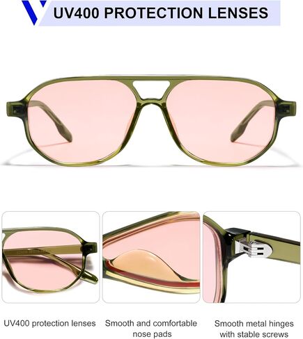 VANLINKER Retro 70s Aviator Sunglasses for Women Men,Classic Square Vintage Trendy Hexagonal Shades 2025 UV400 VL9870 in Saudi Arabia