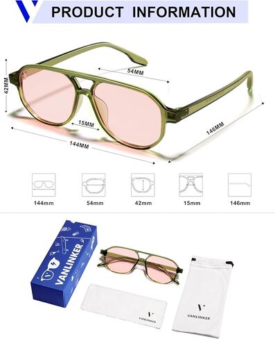 VANLINKER Retro 70s Aviator Sunglasses for Women Men,Classic Square Vintage Trendy Hexagonal Shades 2025 UV400 VL9870 in Saudi Arabia