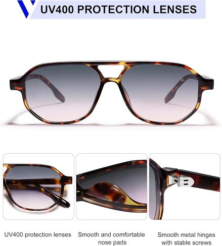 Vanlinker Retro 70s Aviator نظارات شمسية للنساء للرجال ، كلاسيكي مربع عتيقة عطلات سداسية 2025 UV400 VL9870 in Saudi Arabia