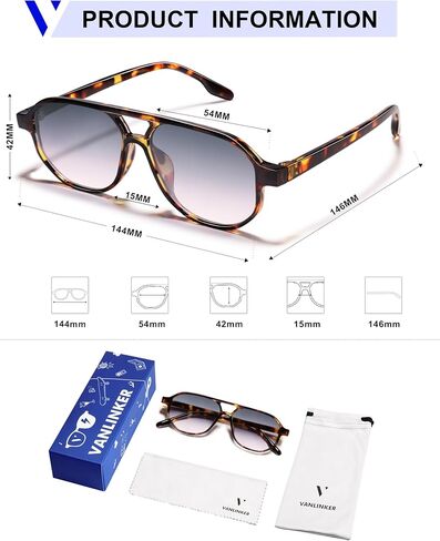 Vanlinker Retro 70s Aviator نظارات شمسية للنساء للرجال ، كلاسيكي مربع عتيقة عطلات سداسية 2025 UV400 VL9870 in Saudi Arabia