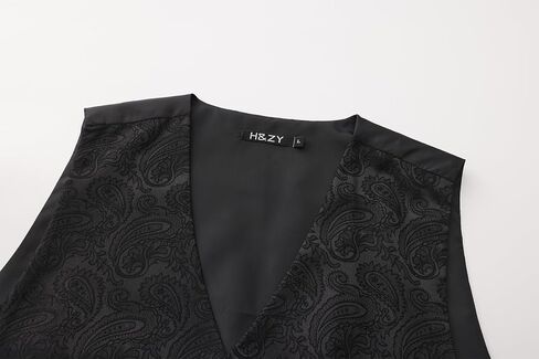 H&ZY Mens Suit Vest Paisley Victorian Costume Jacquard Floral Formal Waistcoat Gothic Steampunk Vests Tie Set in Kuwait