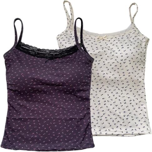 Girls Floral Print Camisole Crop Top Sleeveless Built-in Bra Bralette Slim Fit Cami Tops for Teen Girls in Saudi Arabia