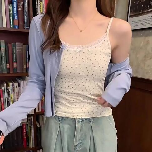 Girls Floral Print Camisole Crop Top Sleeveless Built-in Bra Bralette Slim Fit Cami Tops for Teen Girls in Saudi Arabia