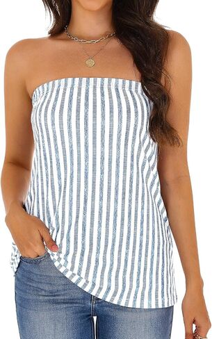 Womens Tube Tops Summer Casual Backless Strapless Tank Blouse Off The Shoulder Tunic Shirts in Kuwait