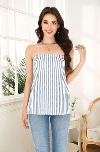 Womens Tube Tops Summer Casual Backless Strapless Tank Blouse Off The Shoulder Tunic Shirts in Kuwait
