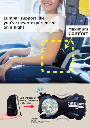 Smart Travel Travel Products Lumbar Pillow Inflatable Lumbar Support Pillow Travel Pillows for Airplane Long Flight Essential for Women Men Kids in Saudi Arabia