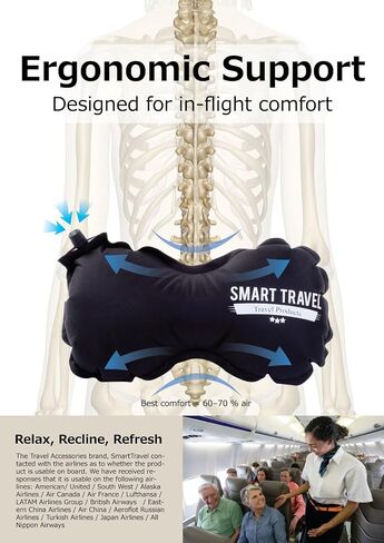 Smart Travel Travel Products Lumbar Pillow Inflatable Lumbar Support Pillow Travel Pillows for Airplane Long Flight Essential for Women Men Kids in Saudi Arabia