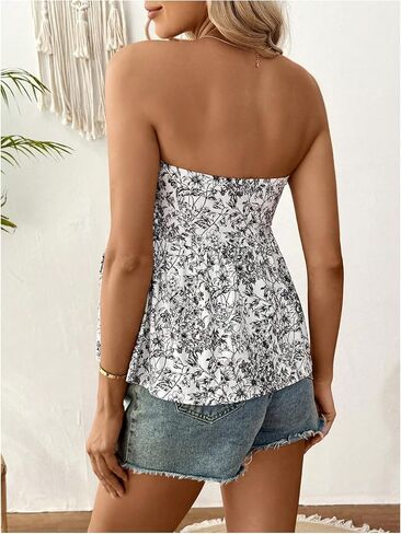 قمم الأمومة النسائية MakeMechic Eyelet Temelet Frill Trim Ruched Cut Out Out Oblessed Top Top Top in Kuwait