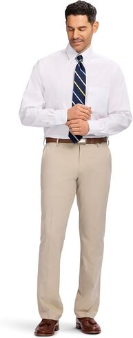 قميص فستان Izod Men's Classic Fit Pinpoint Oxford Long Cleeve في جميع أنحاء زر التمدد أسفل طوق in Kuwait