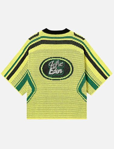 Aelfric Eden T Shirts Oversized Number Graphic Unisex Knit Stripe Tee Color Blocking Streetwear 2025 Trend Tops in Saudi Arabia