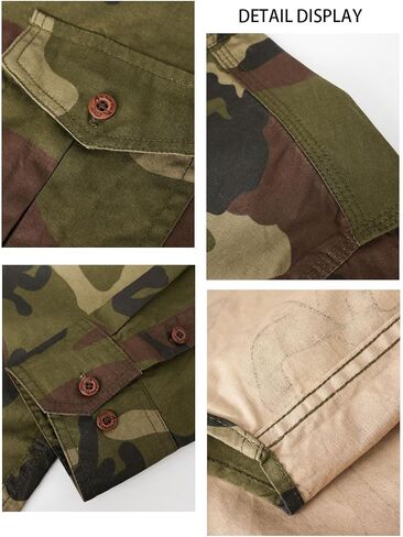 PAODIKUAI Men Camouflage Denim Shirt Camo Washed Military Long Sleeve Shirts Casual Button Down Shirts in Saudi Arabia
