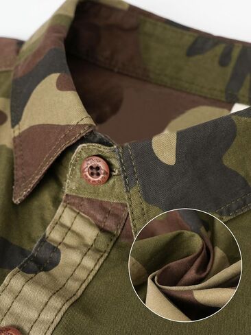 PAODIKUAI Men Camouflage Denim Shirt Camo Washed Military Long Sleeve Shirts Casual Button Down Shirts in Saudi Arabia