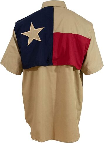 Men's Khaki Texas Flag Fishing Shirts Short Sleeves in Kuwait