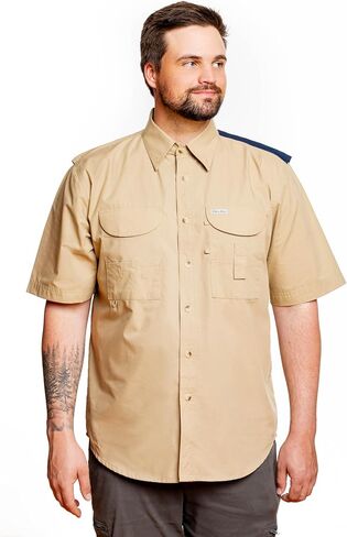 Men's Khaki Texas Flag Fishing Shirts Short Sleeves in Kuwait
