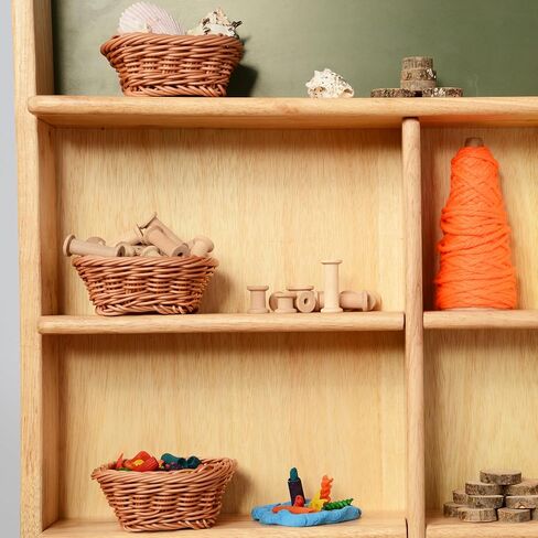 Constructive Playthings Plastic Wicker Baskets for Storage in Educational or Home Setting, Stores Toddler Toys, Keys, Jewelry and Classroom Supplies, Stackable, Set of 12 Woven Baskets in Kuwait