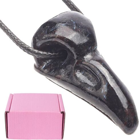 Obsidian Crystal Raven Skull Statue Mystical Gothic Decor,1.9 Inch Natural Gemstone Crow Skull Figurine for Home Faux Bird Bone Jewelry Necklace Decor,Witchy Gift for Men and Women in Saudi Arabia
