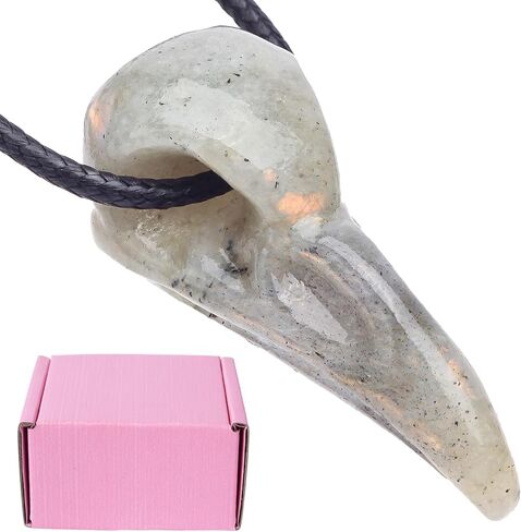 Obsidian Crystal Raven Skull Statue Mystical Gothic Decor,1.9 Inch Natural Gemstone Crow Skull Figurine for Home Faux Bird Bone Jewelry Necklace Decor,Witchy Gift for Men and Women in Saudi Arabia
