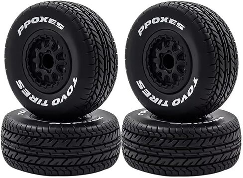 4PCS RC Short Course Truck Tire 12MM RC Wheels and Tires,1/10 Scale Off-Road Tyre Set Competible for Traxxas Slash Losi Tenacity Redcat HPI HSP RC Buggy Car in Kuwait
