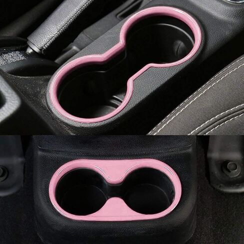 E-cowlboy 4PCS Interior Accessories Decoration Cover Trim Kit Front+Rear Water Cup Holder Trim Gear Shift Box Trim Transfer Case Trim for Jeep Wrangler JK JKU 2011-2018 4-Door (Pink) in Saudi Arabia