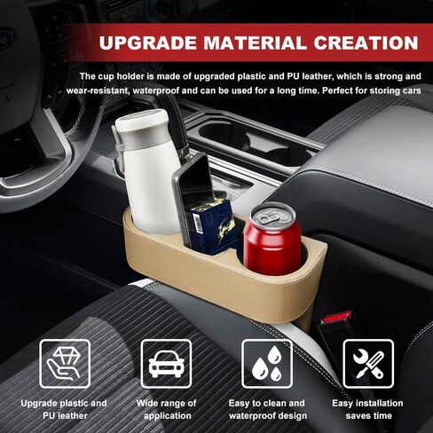 Car Gap Cup Holder, Car Seat Storage Box, Multifunctional Cup Drink Holders, Auto Front Seat Gap Interior Drink Organizer Car Storage Accessories Universal for Bottle Cellphone Card (Grey) in Saudi Arabia