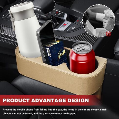 Car Gap Cup Holder, Car Seat Storage Box, Multifunctional Cup Drink Holders, Auto Front Seat Gap Interior Drink Organizer Car Storage Accessories Universal for Bottle Cellphone Card (Grey) in Saudi Arabia