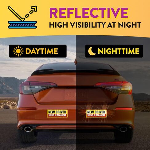 Rio Salto 4-Pack Large New Driver Car Sticker Please Be Patient Stickers Permit Student Driver Sticker Cool Prank Rookie Funny (Magnet, Classic) in Kuwait