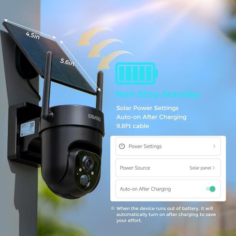 Vicohome 2CQ4 2K AI Solar Security Camera Wireless Outdoor ، Cam Camed Beathy Powered ، Vision Color Night ، صوت ثنائية ، اكتشاف الحركة ، سهلة الإعداد ، صفارات الإنذار المصباح المسموع 180 يومًا من سياسة التبادل in Kuwait