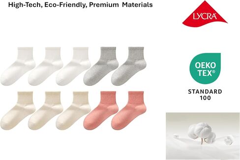 10 Pairs Women's Cushioned Crew Socks, Seamless Toe Design,High Elasticity Soft Above Ankle Athletic Hiking Running Sock for Women Girls Size 6-10 in Saudi Arabia