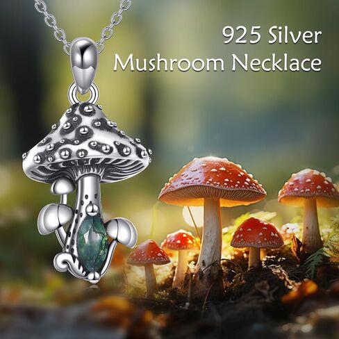 Mushroom Necklace Sterling Silver Mushroom Pendant Jewelry Gifts for Women in Saudi Arabia