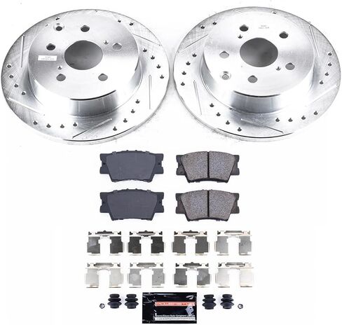 Power Stop K4671 Rear Z23 Carbon Fiber Brake Pads with Drilled and Slotted Brake Rotors Kit For 2010 2011 2012 Lexus HS250h | 2006-2009 2010 2011 2012 2013 2014 2015 2016 2017 2018 Toyota Rav4 in Saudi Arabia