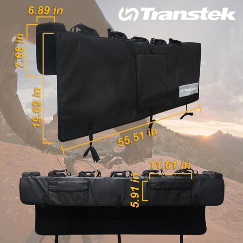 TRANSTEK Tailgate Pad for Mountain Bike, Upgrade with Reflective Strips & Tool Pockets, Heavy Duty MTB Tailgate Pad Pickup Tailgate Cover for 2 Bikes in Saudi Arabia