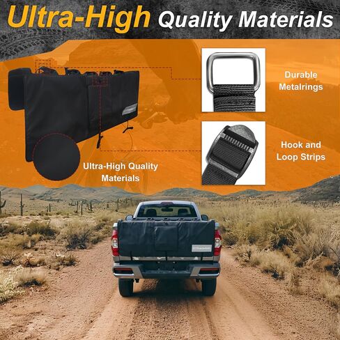 TRANSTEK Tailgate Pad for Mountain Bike, Upgrade with Reflective Strips & Tool Pockets, Heavy Duty MTB Tailgate Pad Pickup Tailgate Cover for 2 Bikes in Saudi Arabia