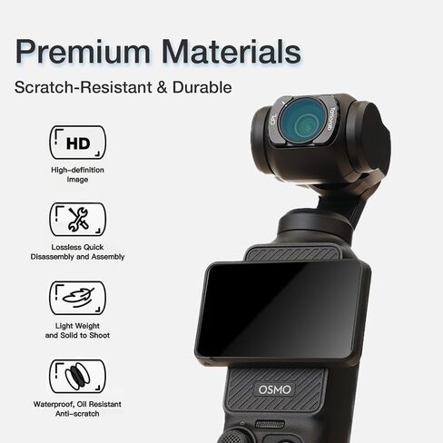 عدسة زاوية عريضة لجيب DJI Osmo 3 ، 0.72x مرفق مغناطيسي واسع النطاق ، عرض بانورامي 112 درجة مع تشويه صفر ، الزجاج البصري HD + واقي الشاشة وقطعة قماش التنظيف in Kuwait