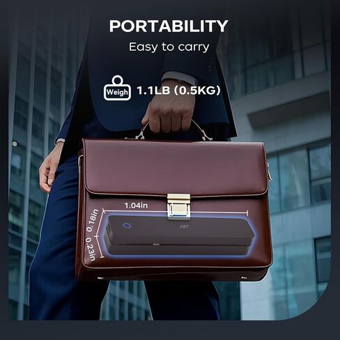 طابعة PRT محمولة لاسلكية للسفر، طابعة حرارية بلوتوث تدعم 8.5 بوصة × 11 بوصة حرف أمريكي A4 A5، متوافقة مع iPhone وAndroid والكمبيوتر المحمول، طابعة بدون حبر للمكتب والمنزل والمدرسة، باللون الأبيض in Kuwait