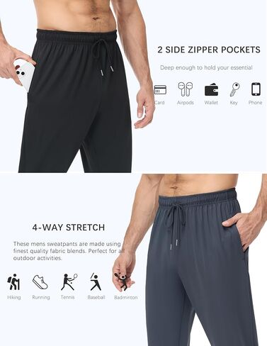 4 Pack Mens Athletic Sweatpants with Zipper Pockets,Track Pants Joggers for Men,Workout Casual Hiking Jogging Pants Men in Kuwait