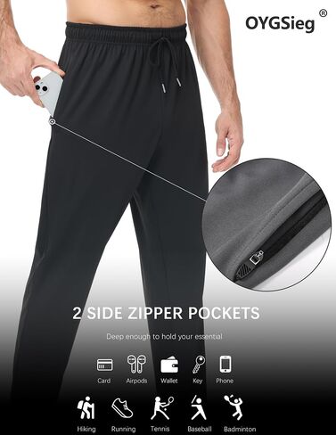4 Pack Mens Athletic Sweatpants with Zipper Pockets,Track Pants Joggers for Men,Workout Casual Hiking Jogging Pants Men in Kuwait