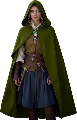 Hooded Renaissance Cloak for Men, Adult Medieval Renaissance Costume with Hood, Velvet Cape Halloween Dress Up in Kuwait