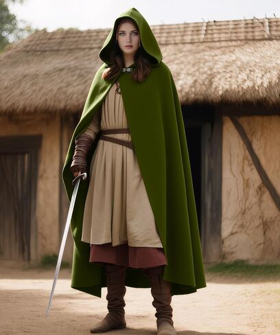 Hooded Renaissance Cloak for Men, Adult Medieval Renaissance Costume with Hood, Velvet Cape Halloween Dress Up in Kuwait