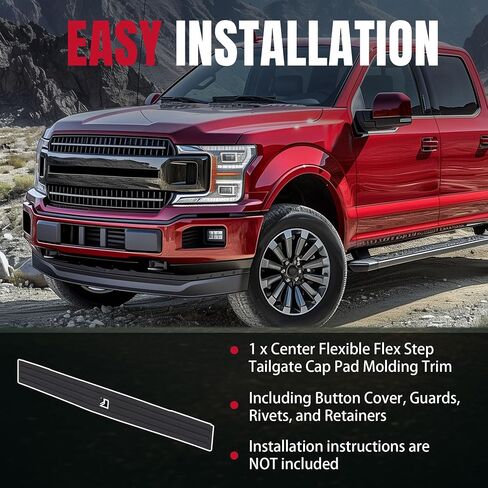 HECASA CENTER مرنة مرنة Flex Step Tailgate Cap Pad Molding مع زر الإصدار متوافق مع 2015 2016 2017 2018 2019 2020 F150 F-150 استبدال FL3Z9940602B in Saudi Arabia