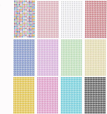 Buylorco 1200+pcs Self Adhesive Gem Stickers Gemstone Rhinestone Sticker Sticky Gem Stickers Stick on Gem for Craft DIY, 14 Sheets, Multiple Colors, Sizes, and Shapes in Saudi Arabia