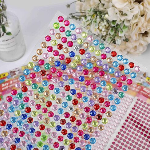 Buylorco 1200+pcs Self Adhesive Gem Stickers Gemstone Rhinestone Sticker Sticky Gem Stickers Stick on Gem for Craft DIY, 14 Sheets, Multiple Colors, Sizes, and Shapes in Saudi Arabia