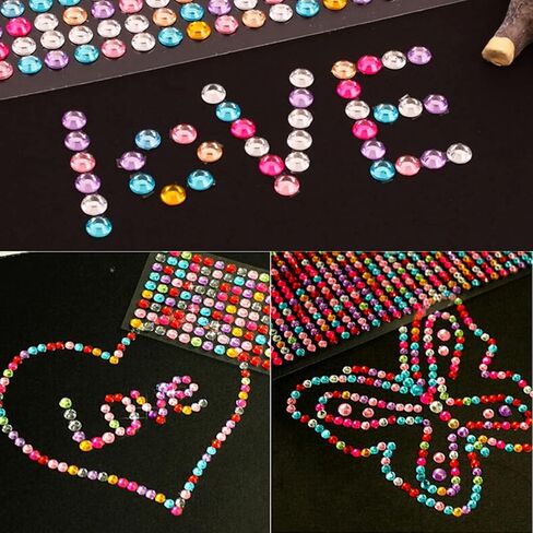 Buylorco 1200+pcs Self Adhesive Gem Stickers Gemstone Rhinestone Sticker Sticky Gem Stickers Stick on Gem for Craft DIY, 14 Sheets, Multiple Colors, Sizes, and Shapes in Saudi Arabia